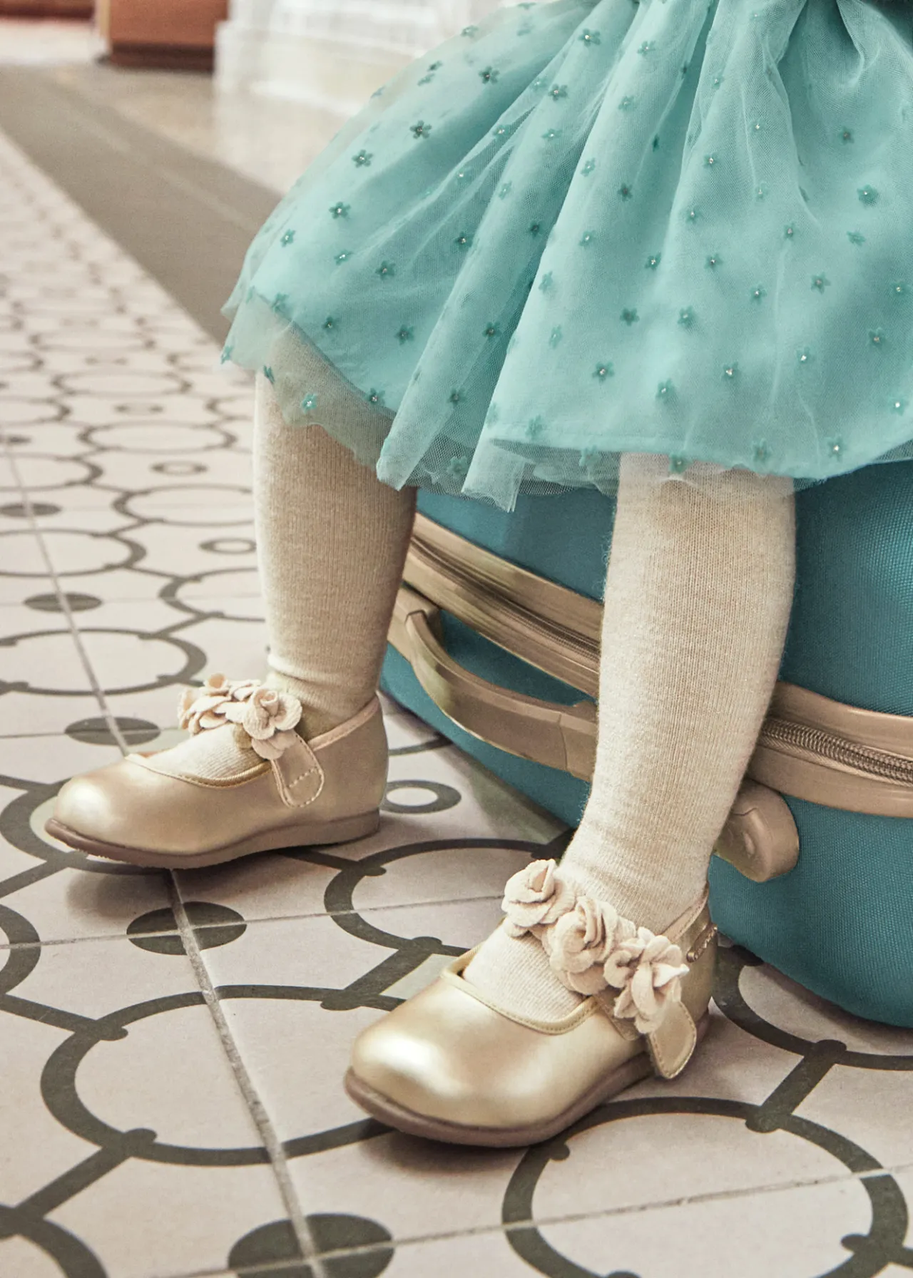 Ballerine metallizzate fiori neonata^Mayoral Cheap