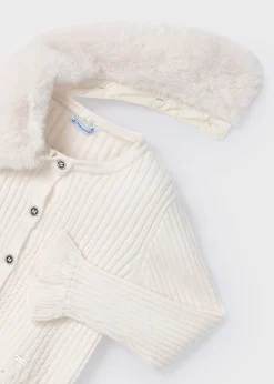 Cardigan in maglia colletto pellicciotto bambina^Mayoral Cheap