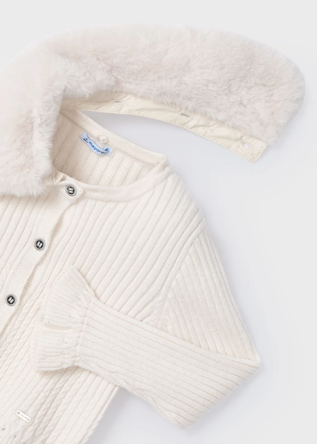 Cardigan in maglia colletto pellicciotto bambina^Mayoral Cheap