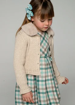 Cardigan in maglia colletto pellicciotto bambina^Mayoral Cheap