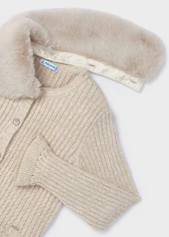 Cardigan in maglia colletto pellicciotto bambina^Mayoral Cheap
