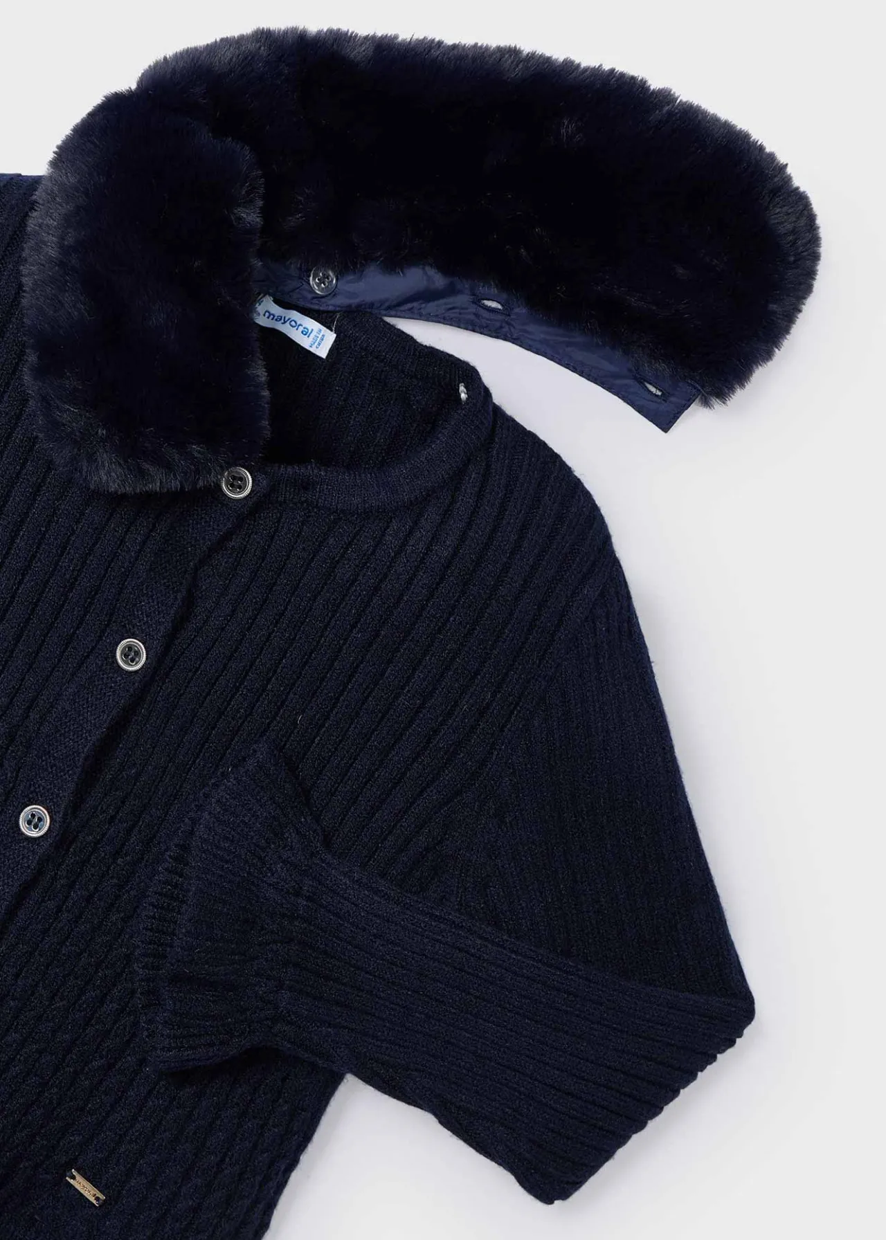 Cardigan in maglia colletto pellicciotto bambina^Mayoral Sale
