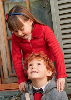 Cardigan in maglia colletto pellicciotto bambina^Mayoral Fashion
