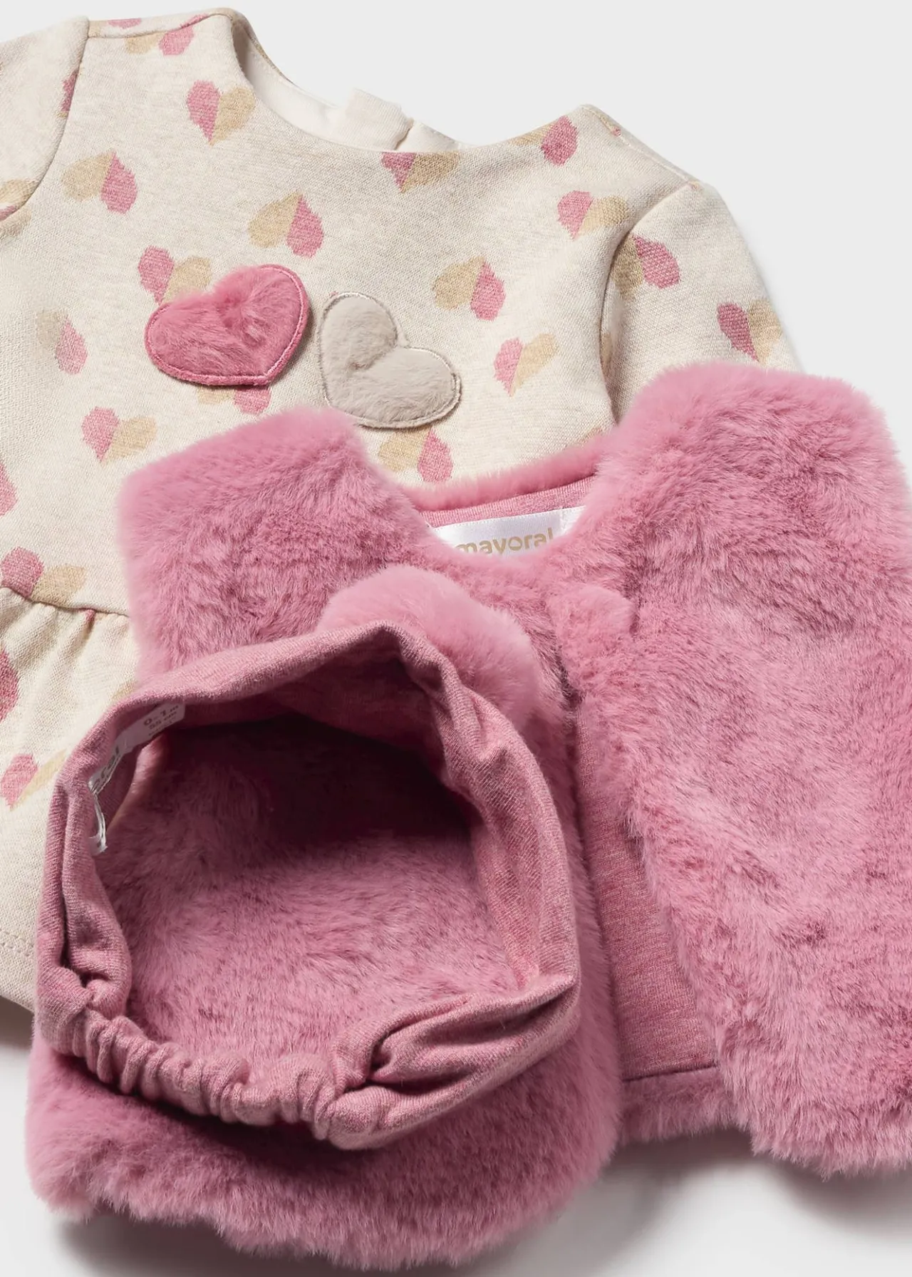Completo 3 pezzi gilet pellicciotto neonata^Mayoral Shop