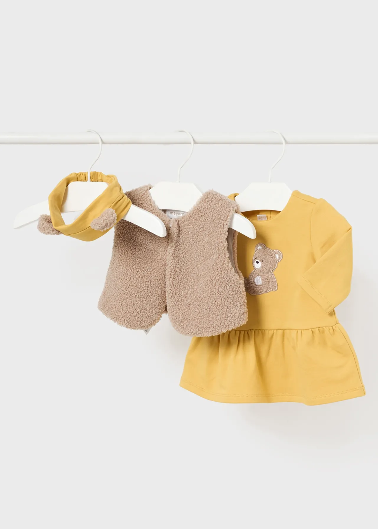 Completo 3 pezzi gilet pellicciotto neonata^Mayoral Fashion