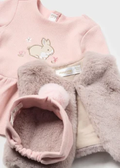 Completo 3 pezzi gilet pellicciotto neonata^Mayoral Flash Sale