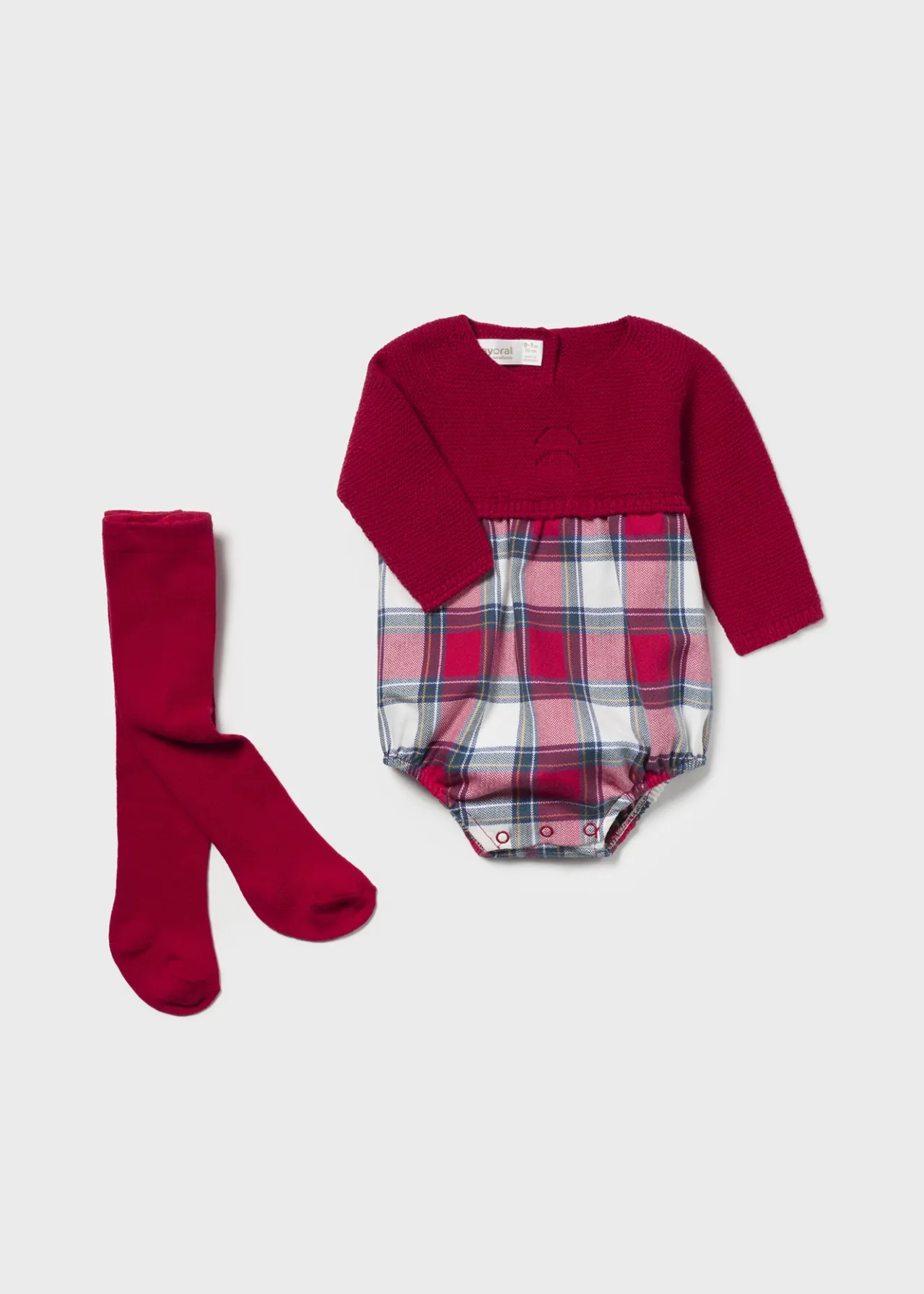 Completo pagliaccetto quadri e calzamaglia neonata^Mayoral Fashion