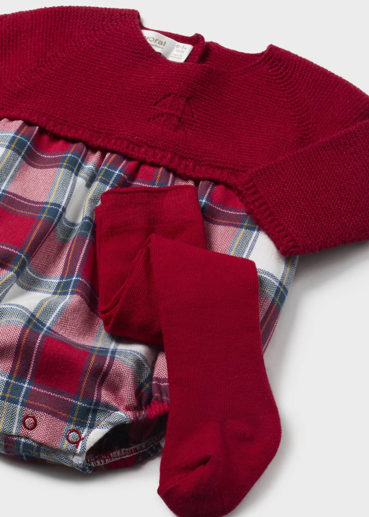 Completo pagliaccetto quadri e calzamaglia neonata^Mayoral Fashion