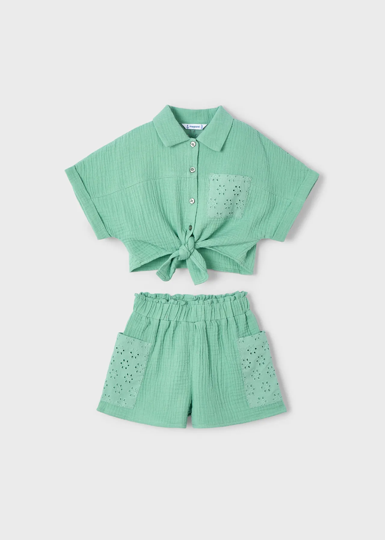 Completo shorts traforato e blusa bambina^Mayoral Cheap