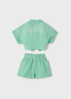 Completo shorts traforato e blusa bambina^Mayoral Cheap