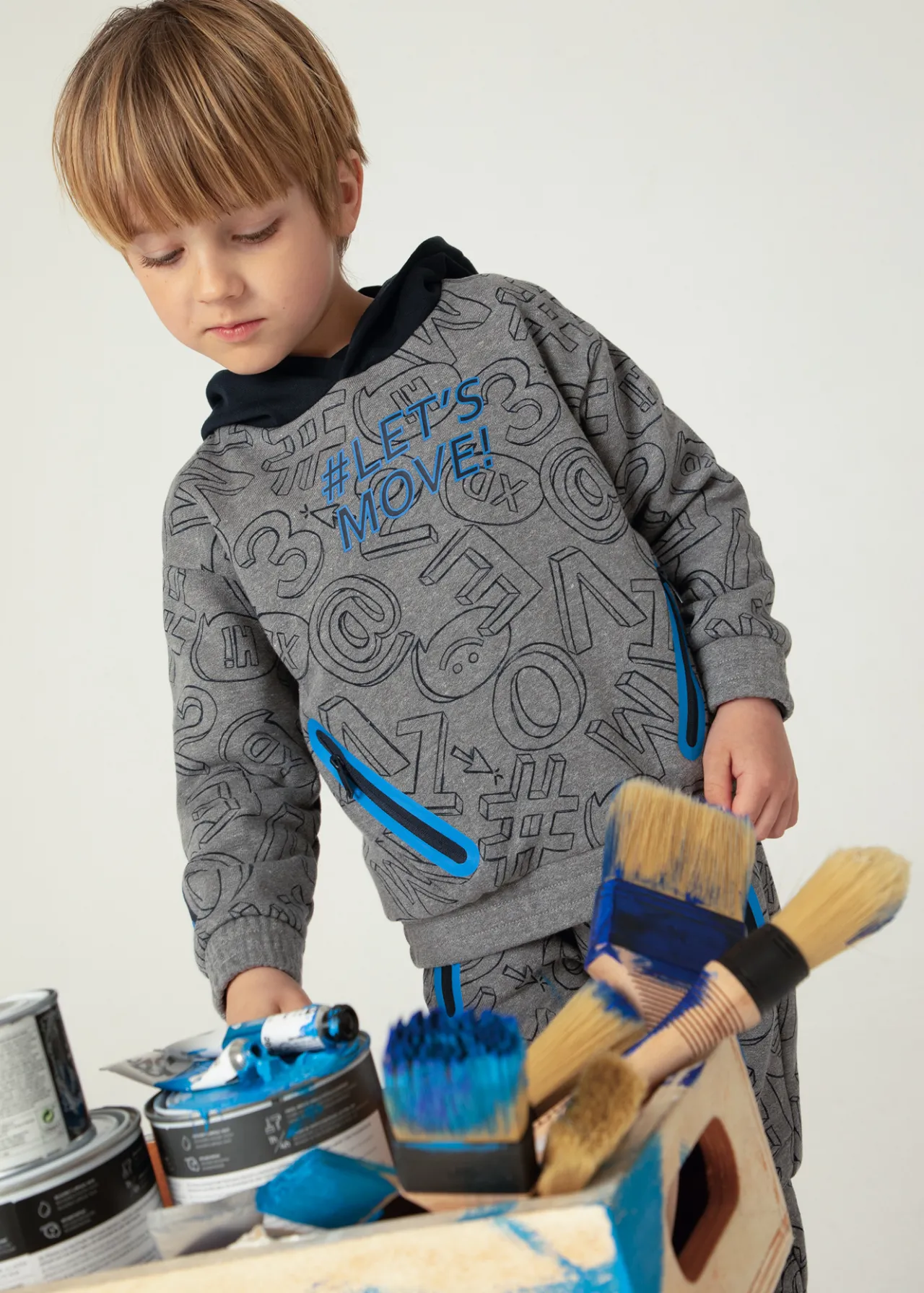 Felpa stampato cappuccio contrasto bambino^Mayoral Fashion