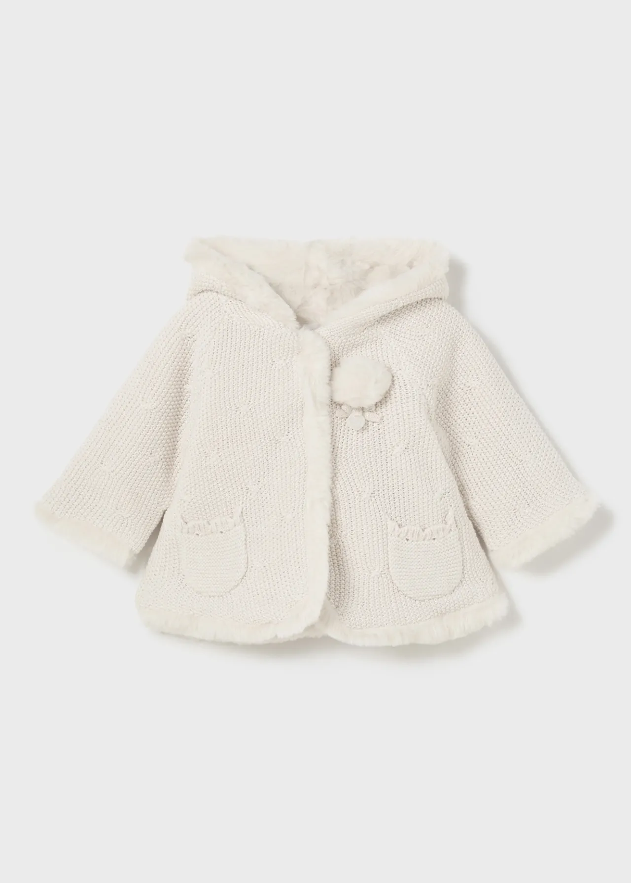 Giacca in maglia con pellicciotto neonata^Mayoral Cheap