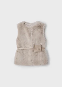 Gilet pellicciotto con cintura bambina^Mayoral Outlet