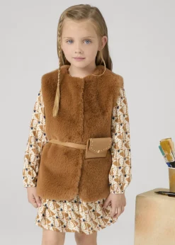 Gilet pellicciotto con cintura bambina^Mayoral Best