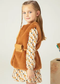 Gilet pellicciotto con cintura bambina^Mayoral Best