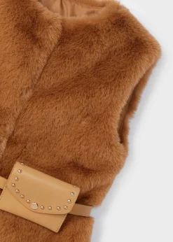 Gilet pellicciotto con cintura bambina^Mayoral Best