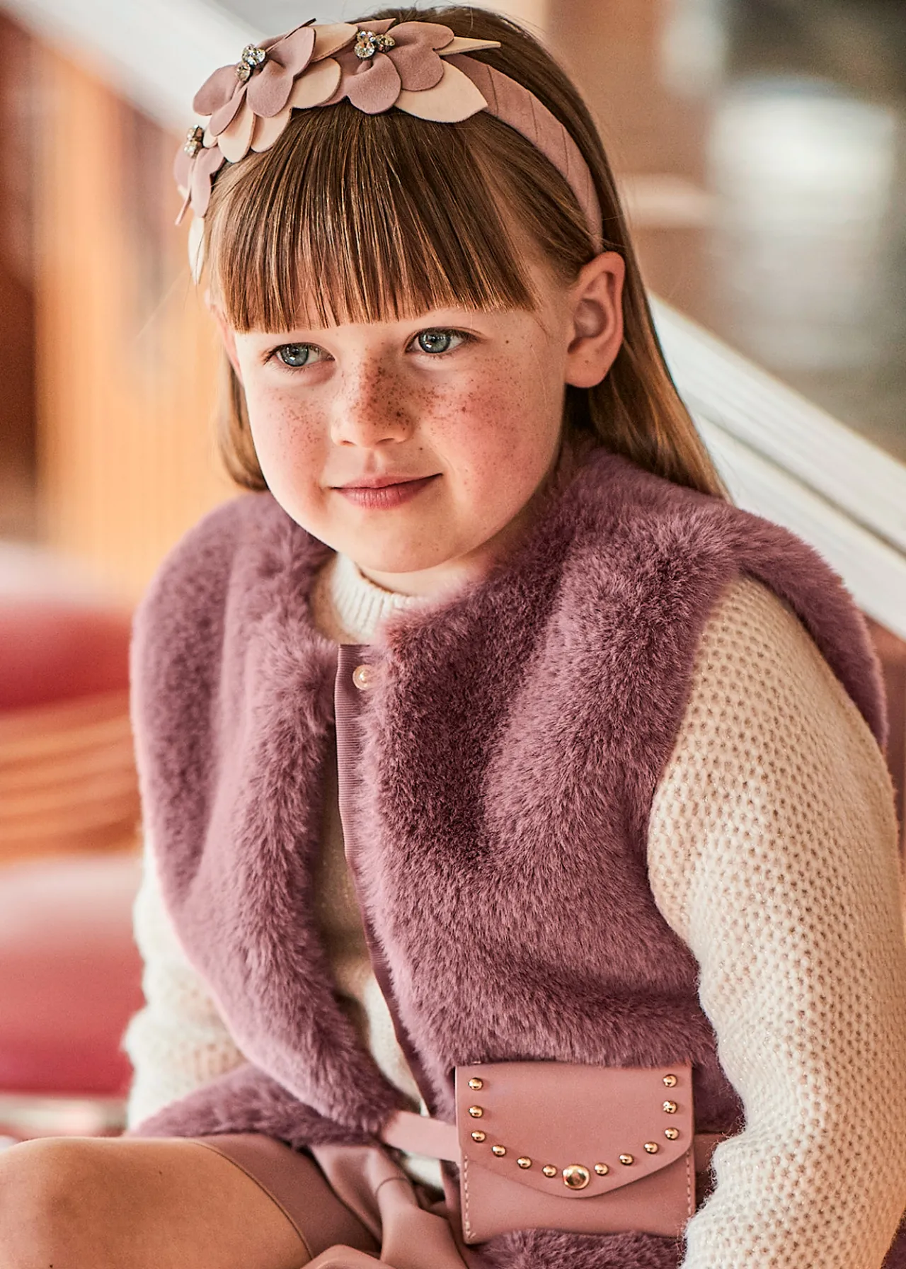 Gilet pellicciotto con cintura bambina^Mayoral Discount