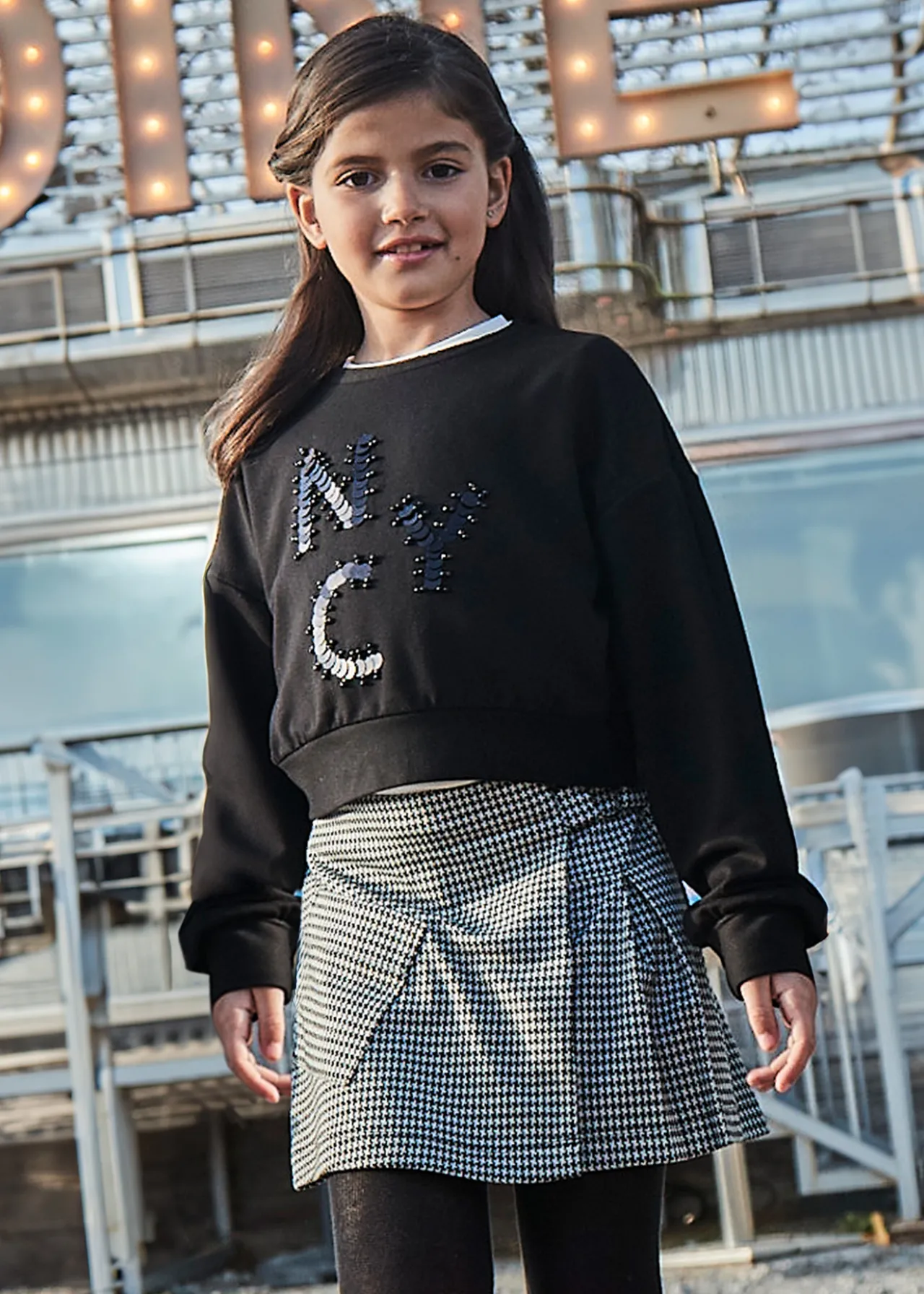Gonna pantalone pied de poule ragazza^Mayoral Fashion