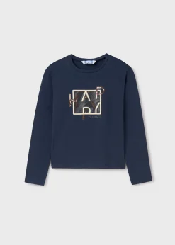 Maglietta scritta lustrini ragazza^Mayoral Store