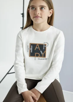 Maglietta scritta lustrini ragazza^Mayoral Shop