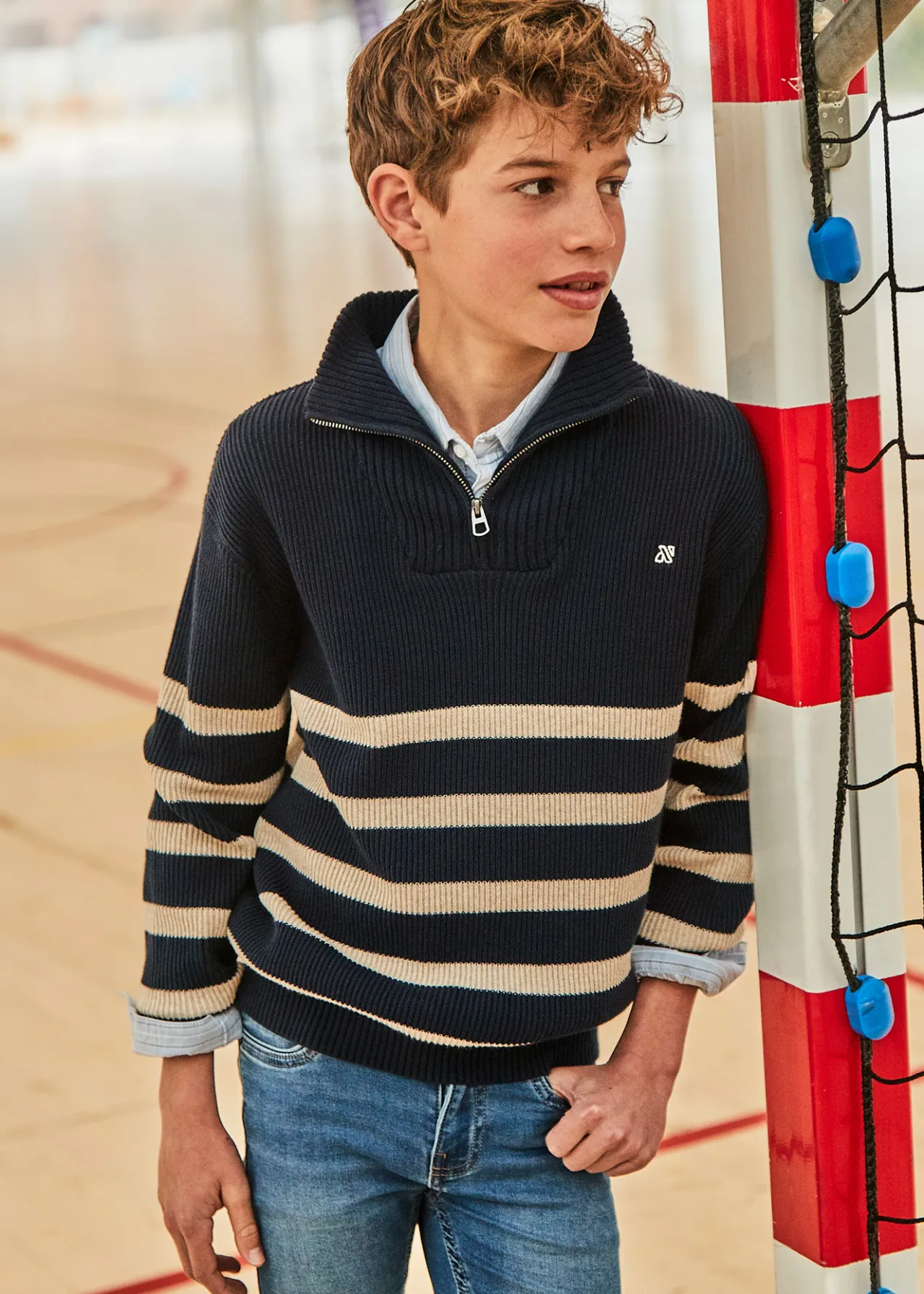Maglione righe colletto cerniera ragazzo^Mayoral Fashion