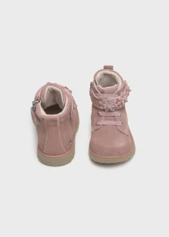 Stivaletti crosta di pelle fiori neonata^Mayoral Outlet