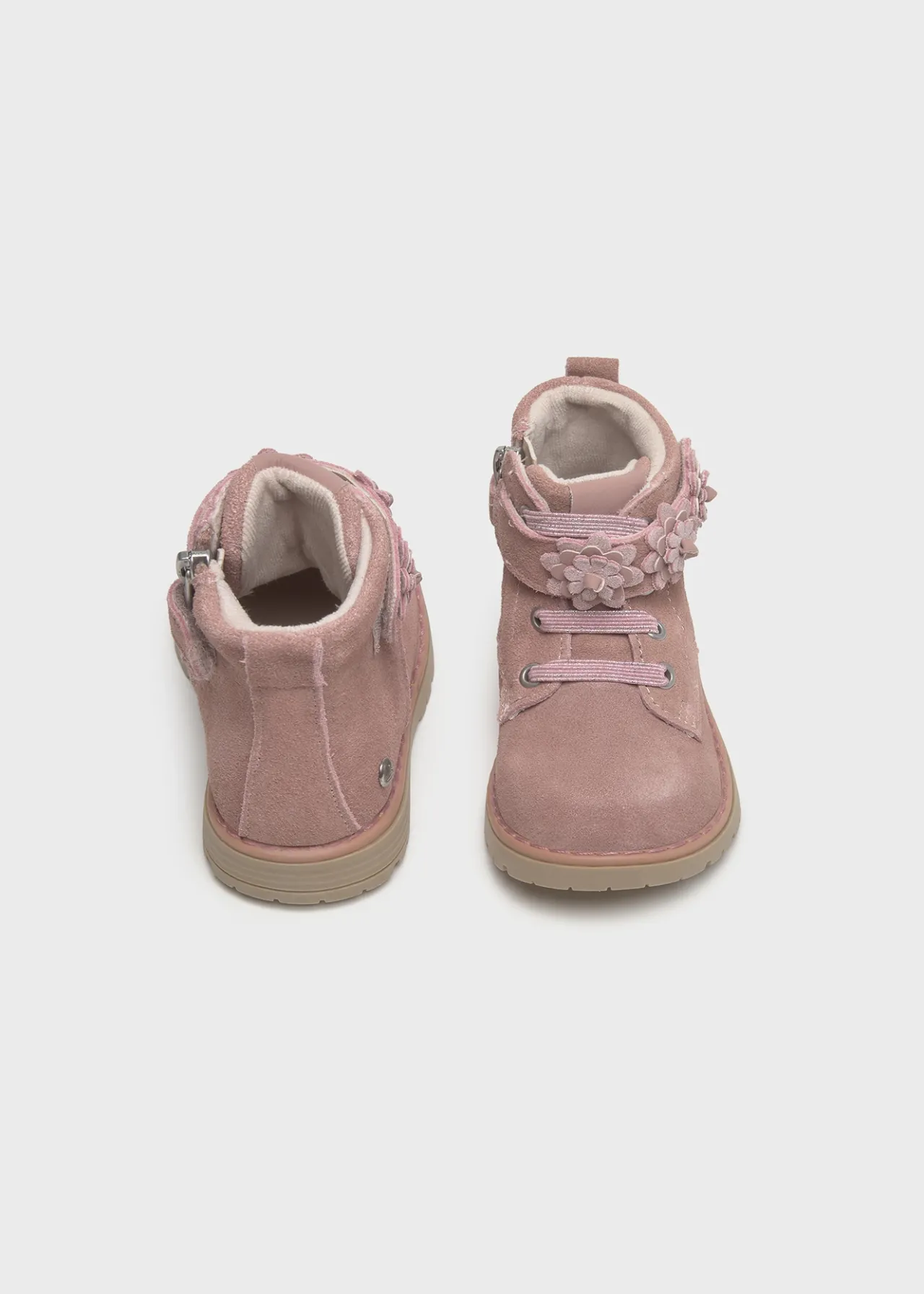 Stivaletti crosta di pelle fiori neonata^Mayoral Outlet