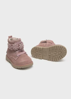 Stivaletti crosta di pelle fiori neonata^Mayoral Outlet
