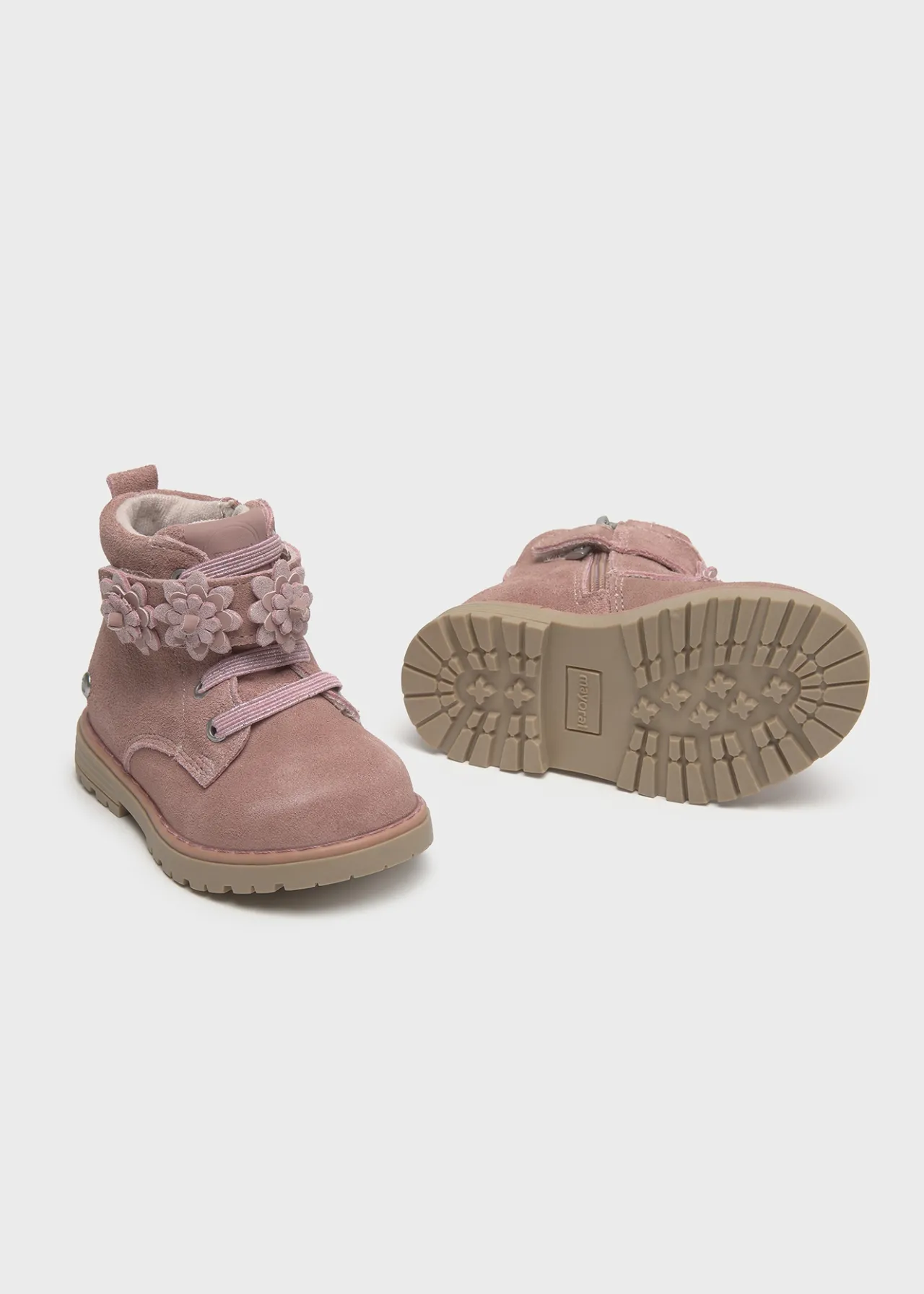 Stivaletti crosta di pelle fiori neonata^Mayoral Outlet