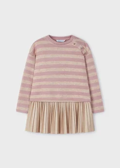 Vestito con felpa righe bambina^Mayoral Shop