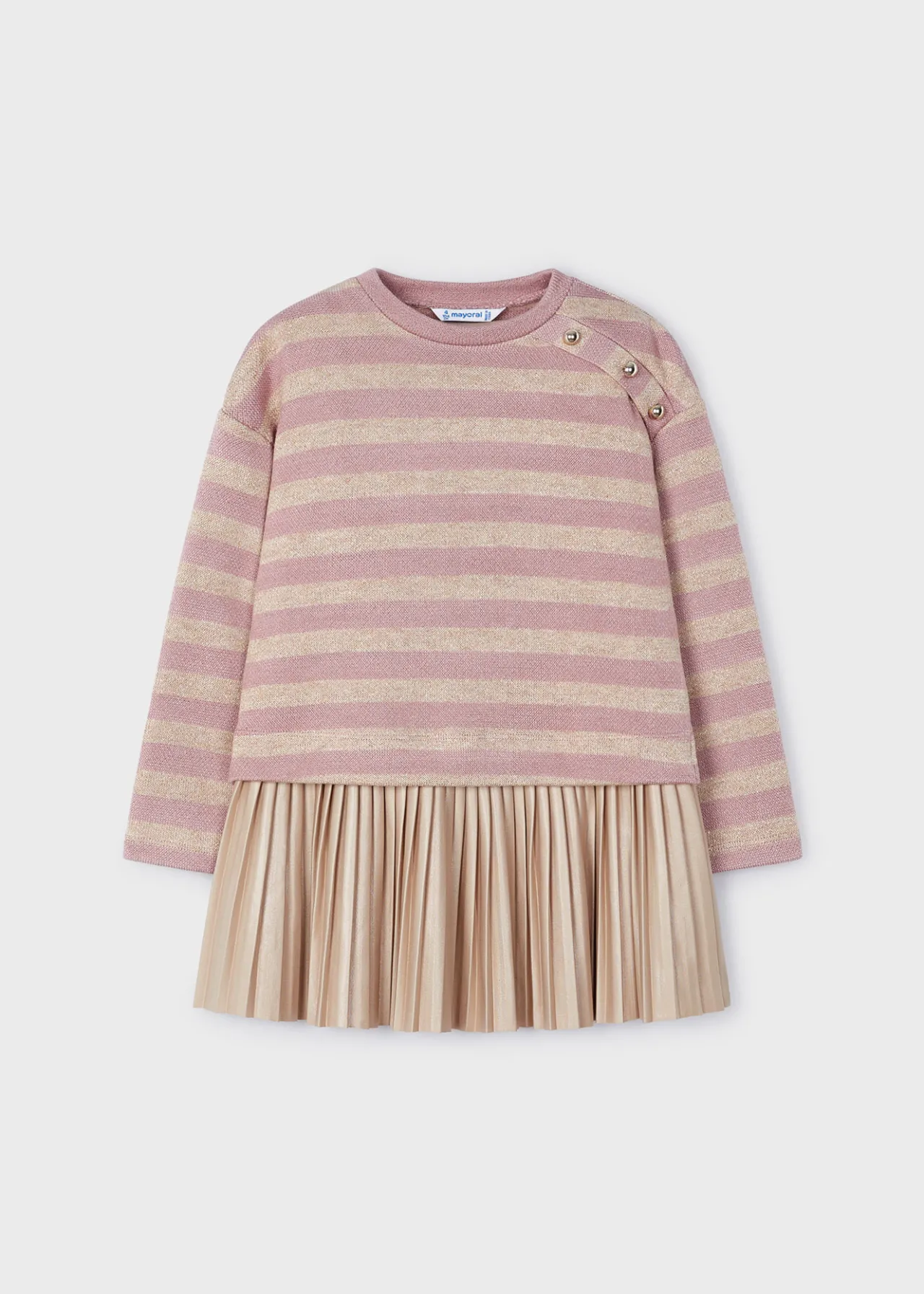 Vestito con felpa righe bambina^Mayoral Shop