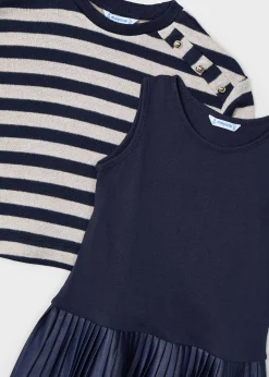 Vestito con felpa righe bambina^Mayoral Online