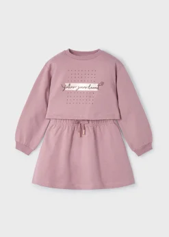 Vestito con felpa scritta bambina^Mayoral Sale