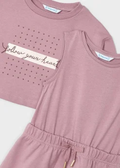 Vestito con felpa scritta bambina^Mayoral Sale