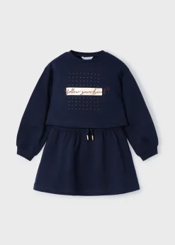 Vestito con felpa scritta bambina^Mayoral Flash Sale