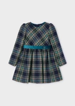 Vestito quadri cintura velluto bambina^Mayoral Outlet