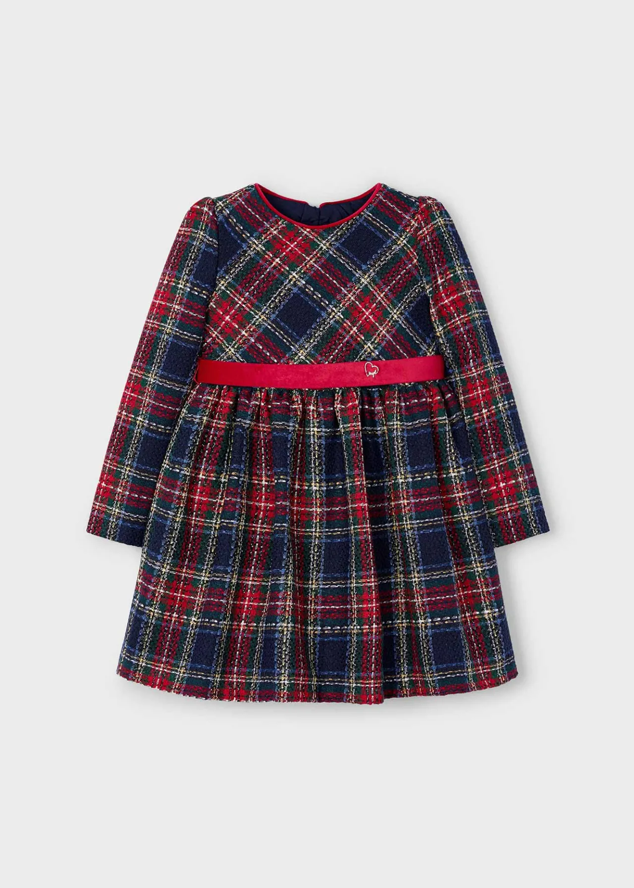 Vestito quadri cintura velluto bambina^Mayoral New