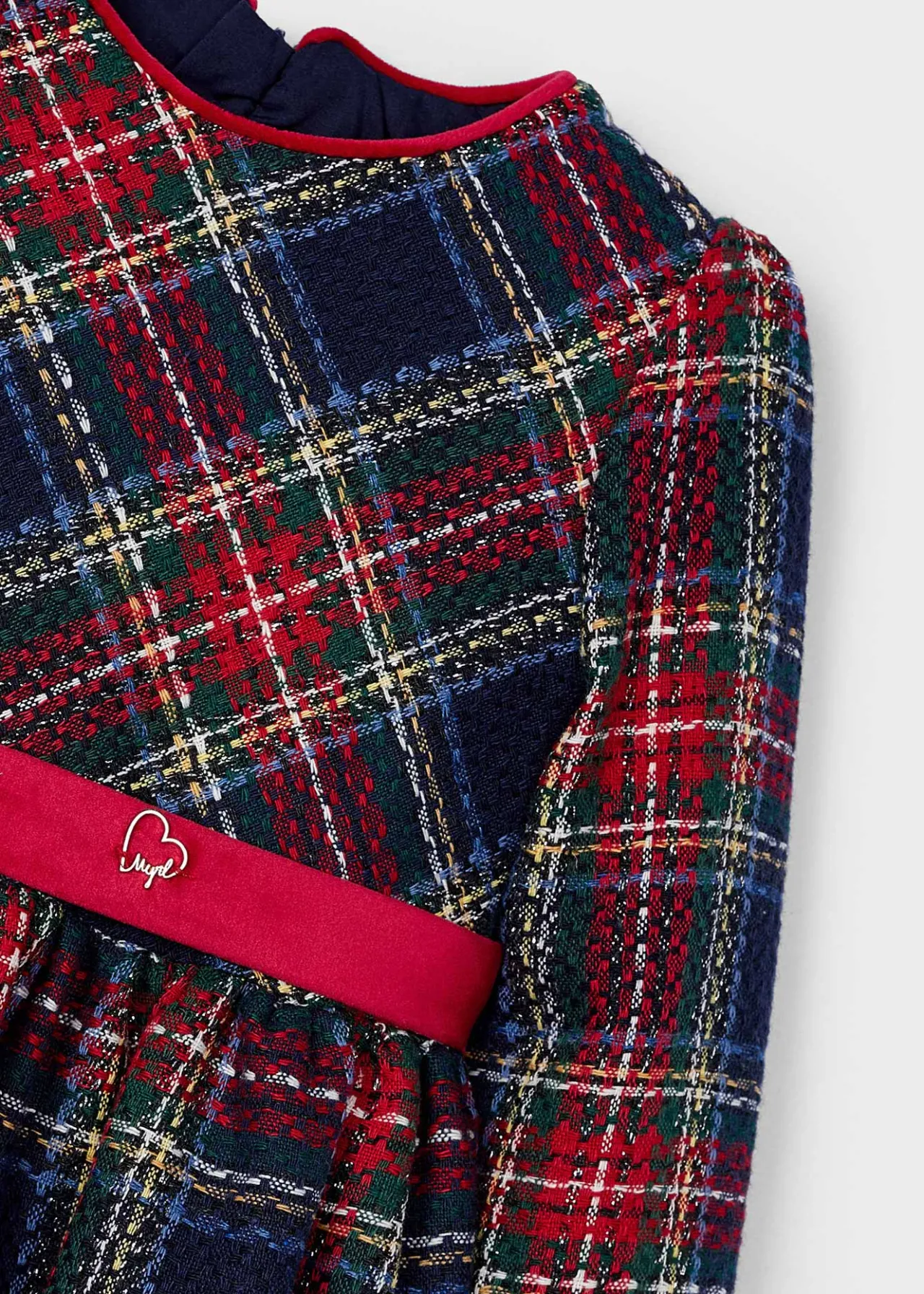 Vestito quadri cintura velluto bambina^Mayoral New