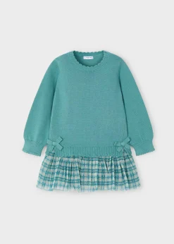 Vestito tricot tulle quadri bambina^Mayoral Hot